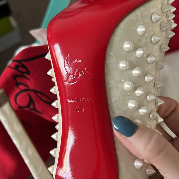 $1300 Christian Louboutin White Spikes - Picture 7 of 7